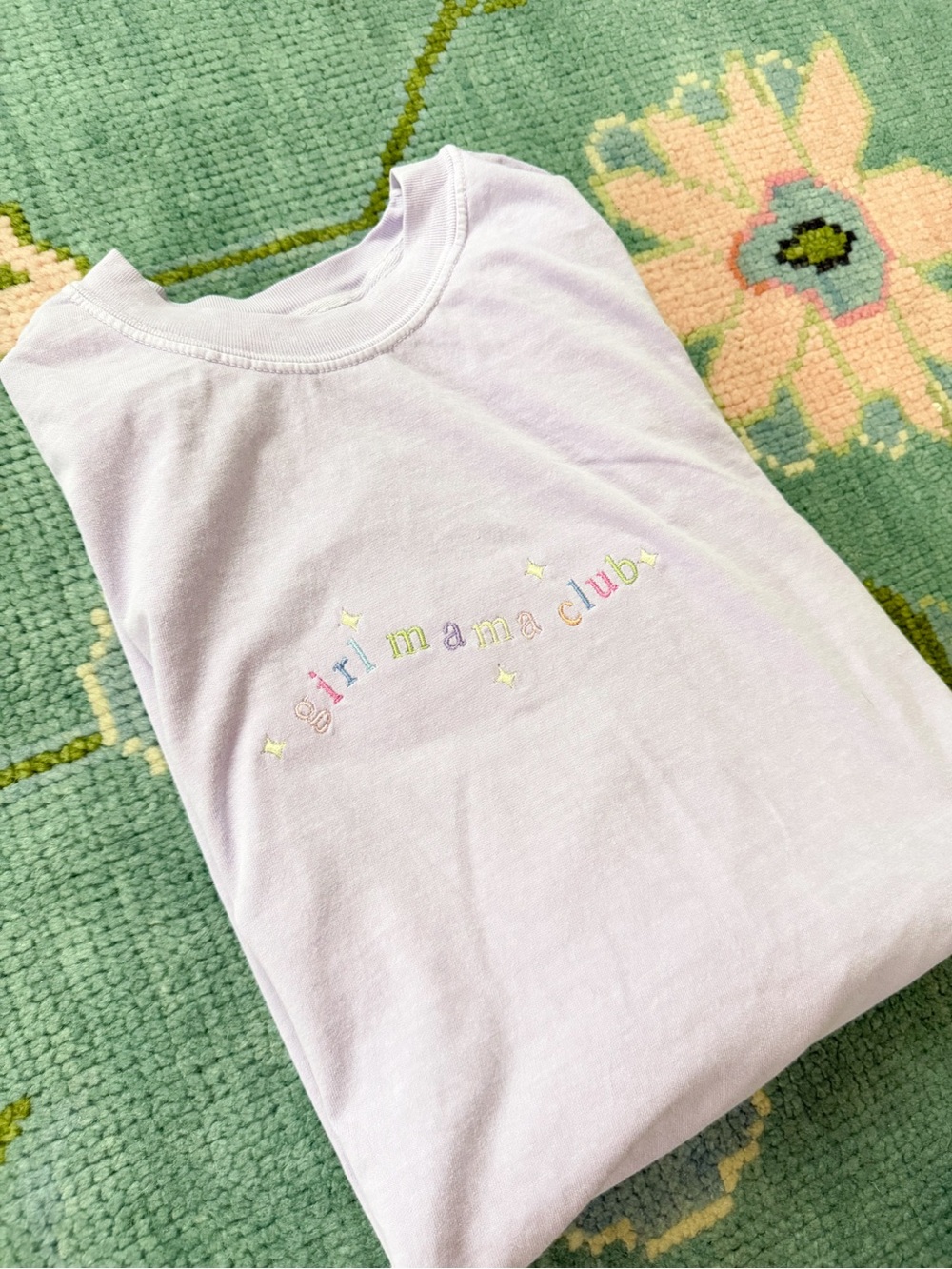 Comfort Colors Lilac "girl mama club" Embroidered Kids Tee